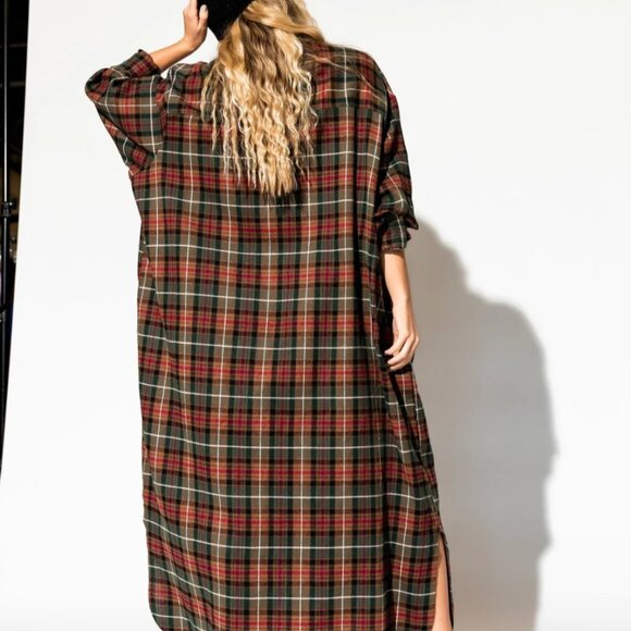 NWT Dressed in LALA // Grunge Goddess Flannel Duster Plaid Jacket Shirt // L - Picture 6 of 8